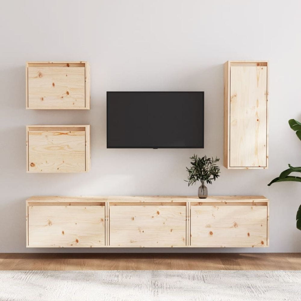 Vidaxl TV skrinky, 6 ks, masívne borovicové drevo